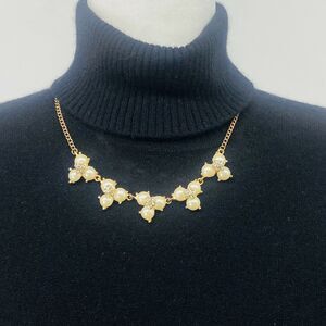 Charming Charlie 18"-20" Cluster Necklace Faux Pearls & Crystal Rhinestones